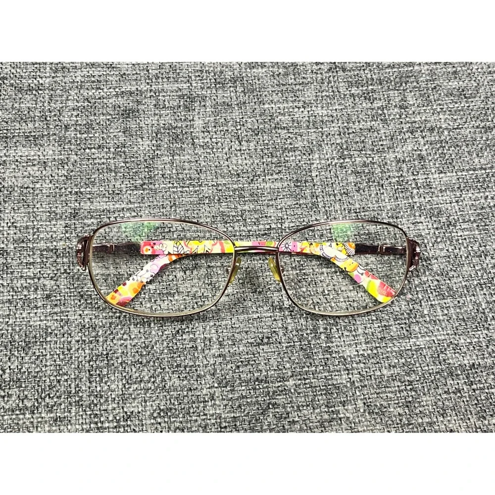 Vera Bradley Greta Clementine Floral Oval Eyeglasses Brown Metal 56-16-135 CLM